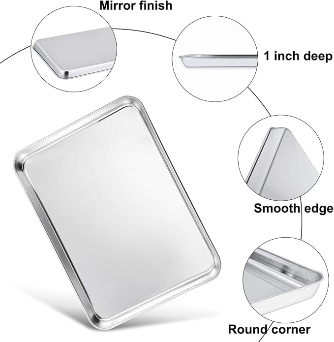 TeamFar Baking Sheet with Rack Set (2 Pans + 2 Racks), 16 x 12 x 1 Inch, Stainless Steel Baking Pan Cookie Sheet with Cooling Rack for baking, Non Toxic & Healthy, Easy Clean & Dishwasher Safe