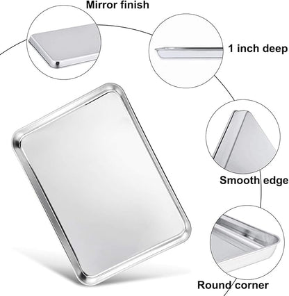 TeamFar Baking Sheet with Rack, 17.6 x 13 x 1 inch Stainless Steel Baking Pan Cookie Sheet Set with Cooling Rack for Baking/Roasting/Cooling, Non-Toxic & Heavy Duty, Dishwasher Safe - Set of 4