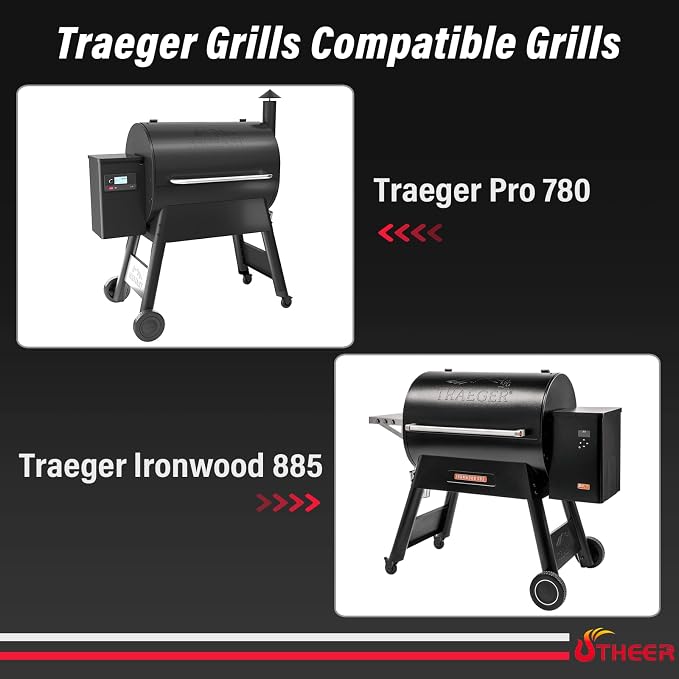 Utheer Folding Front Shelf for Traeger Pro 780 and Ironwood 885, BAC442 Grill Accessory 32.9" x 11.5", Heavy-Duty Steel Table Supports 60 LBS, Foldable Prep & Storage Station for BBQ Tools & Food