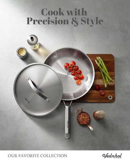 Stainless Steel Cookware Set, 14 Pcs Tir-Ply Pots and Pans Set, PFOA&PTFE Free, Dishwasher&Oven Safe, Kitchen Induction Compatible, ollas de acero inoxidable para cocinar