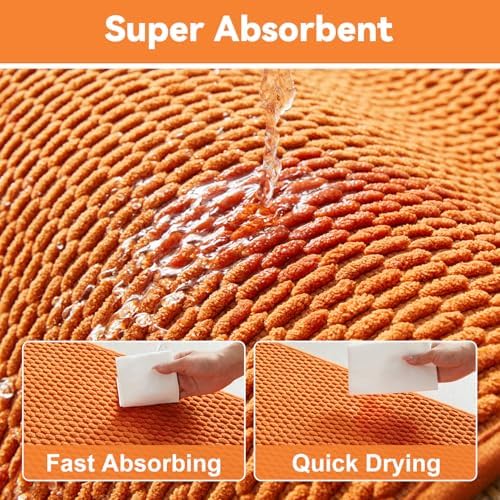 Triohero Toilet Rug, Thin Toilet Rugs U Shaped Washable Non Slip Absorbent Quick Dry Low Pile Toilet Mat, Orange 20"x24" U Shape