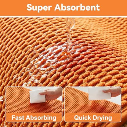 Triohero Bathroom Runner Rugs, Long Bath Mat Runner Washable Thin Quick Dry Low Pile Bathroom Runner Rugs Non Slip, Orange 24"x70"