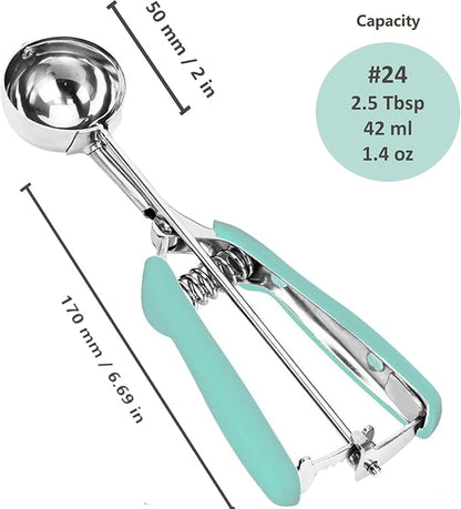 Ice Cream Scoop, 18/8 Stainless Steel Cookie Scoop, Cookie Scoops for Baking, 2.5Tbsp/42ml/1.4 oz Cookie Dough Scoop, Ice Cream Scooper with Trigger Release, Cookie Scooper for Baking(Mint Green)