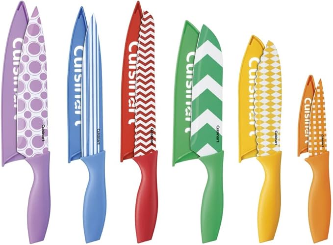 Cuisinart 12-Piece Printed Color Knife Set with Blade Guards, Multicolored