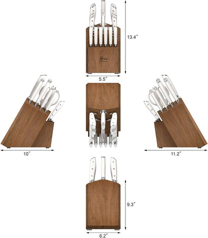 Cangshan Alps Series German Steel Forged 17-Piece Knife Block Set, Acacia (White)