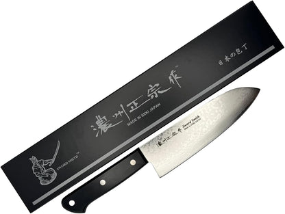 SATAKE CUTLERY Santoku Knife 170mm – VG10 Core 37-Layer Damascus, No-Bolster Japanese Kitchen Knife | Pakkawood Handle, Full Tang | 15-Degree Edge, Made in Japan