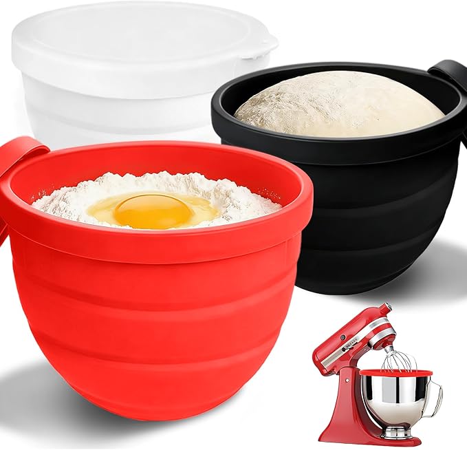 KITOART Foldable Silicone Bowl Liners for KitchenAid 5 QT Tilt-Head Stand Mixers - Food Grade silicone bowl Liner Replacement Mixer Bowls （3 PCS）