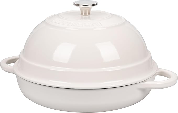 VORRINGARD Cast Iron Enameled Dutch Oven Pot with Lid for Bread Baking, Bread Oven, 6 Quart, White