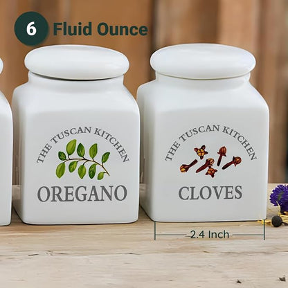 HOMBENE Small Spice Jars Kitchen Storage Spice Canisters Ceramic Containers, Containers Jar for Cloves, Food Jar with Airtight Lids 6 fl. oz Seasoning Containers