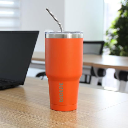 BJPKPK 30 oz Tumbler Cups With Lid And Straw Stainless Steel Double Wall Vacuum Insulated Tumblers For Women and Men Apricot