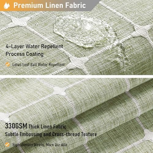 BTTN 60x84 Boho Farmhouse Linen Heavy Duty Shower Curtain Set, Sage Green