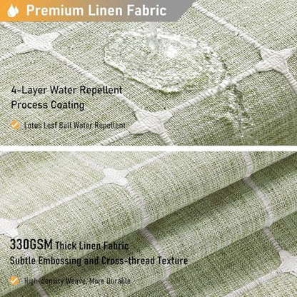 BTTN 60x84 Boho Farmhouse Linen Heavy Duty Shower Curtain Set, Sage Green