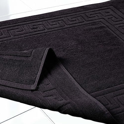 Superior Heavyweight Cotton Bath Mats, Bath Rugs For Bathroom Accessories, Washable Rug For Shower, Bath, Toilet, Modern Decor, No Backing, Luxury Hotel And Spa Quality, Set of 2, 22" x 35", Black