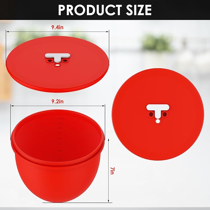 Silicone Bowl Liner with Lid for KitchenAid 5-Qt Tilt-Head Bowls Only, 2mm Extra-Thick Premium Silicone, Built-In Air Vent for Dough Proofing, Dishwasher Safe, BPA-Free