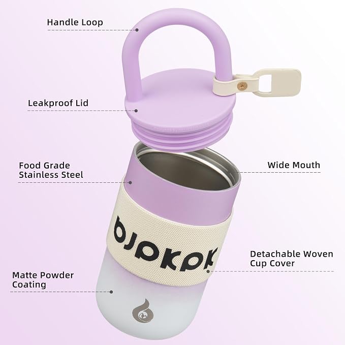 BJPKPK 13oz Insulated Tumbler With Lid And Handle Stainless Steel Travel Mug Loop Coffee Tumbler Cups,Lilac