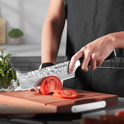 MOSFiATA Professional Chef Knife Set with German High Carbon Stainless Steel Kitchen Knife Set 3 PCSwith Finger Guard,Knife Sharpener,Knives Set for Kitchen with Gift Box
