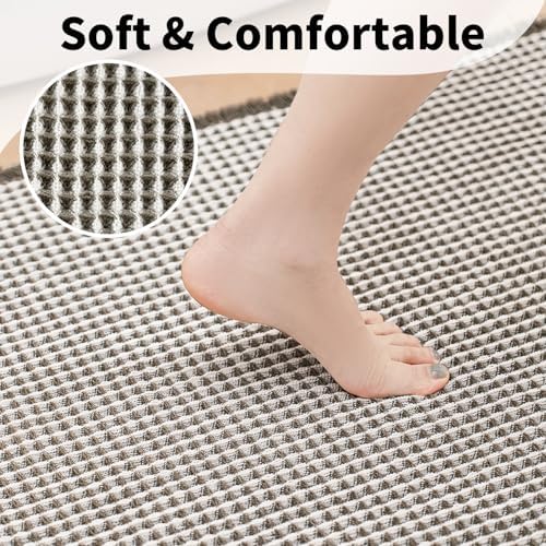 Waffle Bath Mat, Boho Bathroom Rugs Non Slip Washable, 20" x 32"