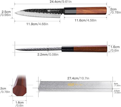 FINDKING Kitchen Utility Knife, 5 Inch Japanese Paring Knife, Small Fruit Knife with 9Cr18MoV High Carbon Steel Blade, Rosewood Octagonal Handle, for Fruits and Vegetables, Dynasty Series