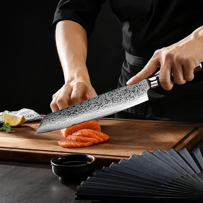 Fanteck 9.5" Kiritsuke Chef Knife,Kitchen Knife Damascus Pro Sharp VG10 High Carbon Stainless Steel 67-Layer Meat Sushi Fruit Cutting Chef Knife[Gift Box & Plastic Cover]Ergonomic Pakkawood Handle