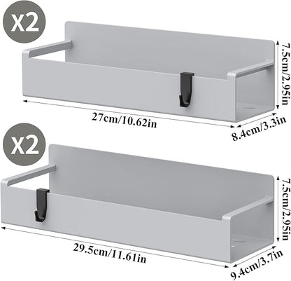 HuggieGems 4 Pack Magnetic Spice Rack Organizer for Refrigerator and Oven, Silver Fridge Organizers and Storage for Kitchen
