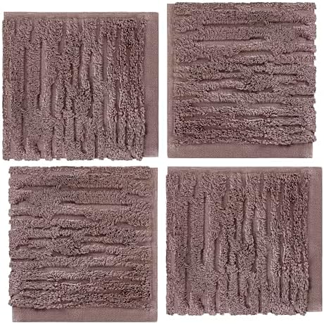 SKL Home CloudSoft Washcloth Set, 4-Piece, 100% Cotton Luxury, Soft Plum