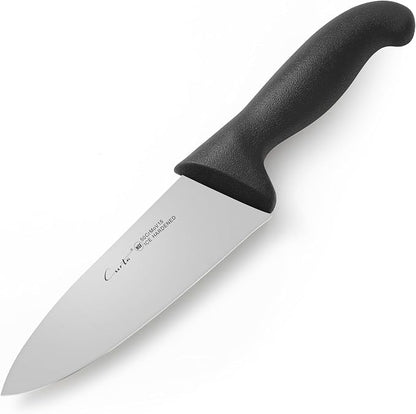 CURTA 6-inch Commercial-Grade Chef's Knife, NSF Listed, Ergonomic, Non-slip Black Handle, High Carbon 420 Stainless Steel Forged Blade Straight Edge, Dishwasher Safe, Rust Proof