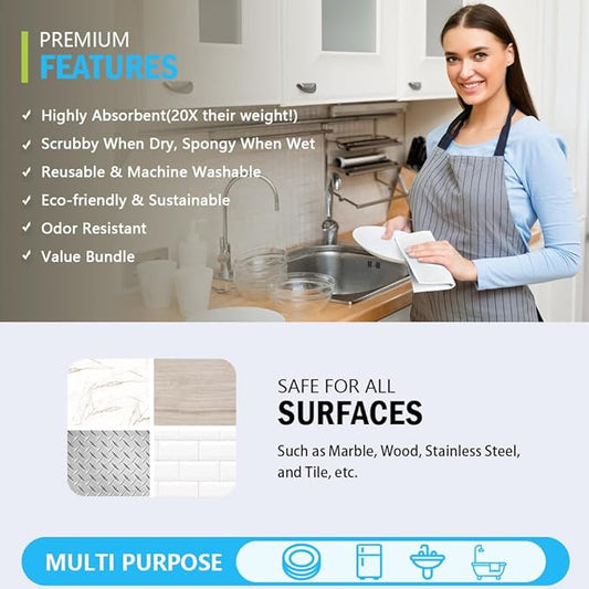 AIDEA Swedish Dish Cloth, 10PK, Swedish Dishcloths for Kitchen, Reusable Paper Towels Washable, Sponge Cloths Kitchen, Absorbent Dish Rags, Dish Towels Cloth, 7"x6"