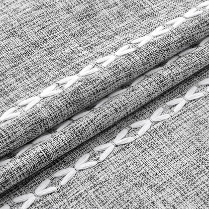 Boho Tassel Linen Shower Curtain,3D Embroidery Stripe Charcoal Grey,72x84