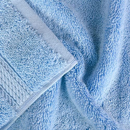 Superior Egyptian Cotton Plush & Absorbent, Face Towel Set of 6, Light Blue