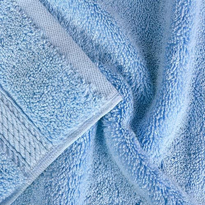Superior Egyptian Cotton Plush & Absorbent, Face Towel Set of 6, Light Blue