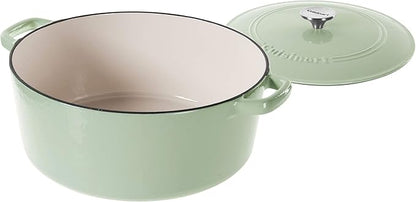 Cuisinart Chef's Classic Enameled Cast Iron Dutch Oven with Lid, Porcelain Enameled Interior, Oven Safe, Induction Compatible, 7-Quart, Round, Mint Green