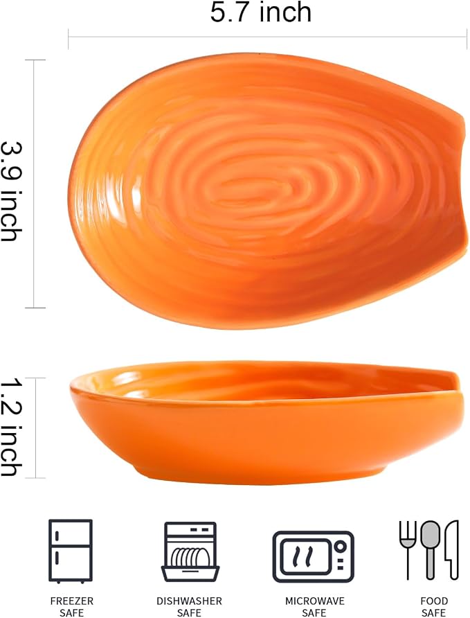 Hasense Spoon Rest for Kitchen Counter, Porcelain Spoon Holder for Stove Top, Cooking Utensil Rest Kitchen Gadget Spoon Cradle for Spatula, Ladle, Tongs and Knife, Orange