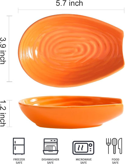 Hasense Spoon Rest for Kitchen Counter, Porcelain Spoon Holder for Stove Top, Cooking Utensil Rest Kitchen Gadget Spoon Cradle for Spatula, Ladle, Tongs and Knife, Orange