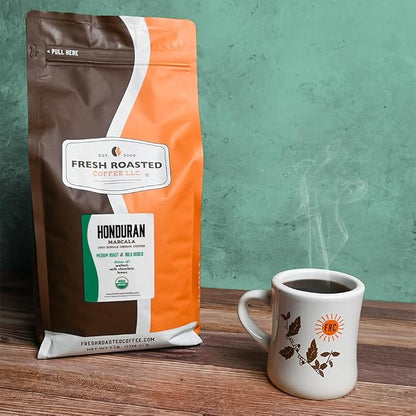 Fresh Roasted Coffee, Organic Honduran Marcala Whole Bean Coffee, Medium Roast, USDA Organic, 100% Single Origin, Kosher, 5 lb (80 oz)
