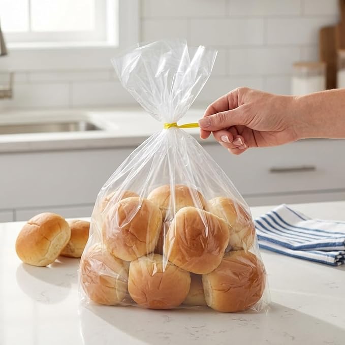 1 Gallon Storage Bags with Twist Ties, 300 Count - Clear Plastic Food Storage Bags for Sandwiches, Snacks, Fruit, Produce & Freezer