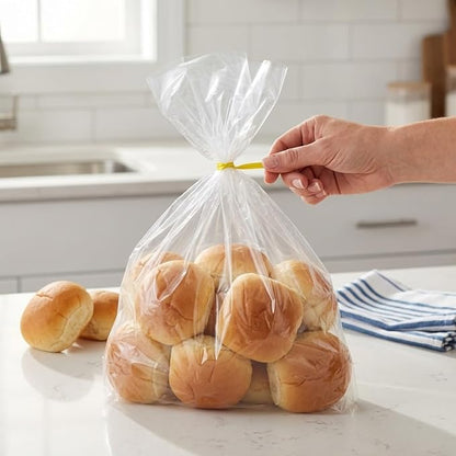 1 Gallon Storage Bags with Twist Ties, 300 Count - Clear Plastic Food Storage Bags for Sandwiches, Snacks, Fruit, Produce & Freezer