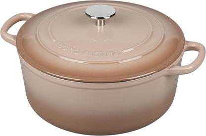 EDGING CASTING Enameled Cast Iron Dutch Oven Pot With Lid, 5.5 Quart, for Bread Baking, Cooking, Mocha