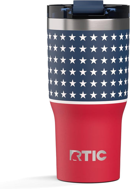 RTIC 20oz Essential Tumbler with Lid, Ceramic Lined, Insulated, Stainless Steel, Metal, Double Wall Vacuum-Insulation, Travel Cup for Iced Coffee, Tea, Hot and Cold Drink, Stars