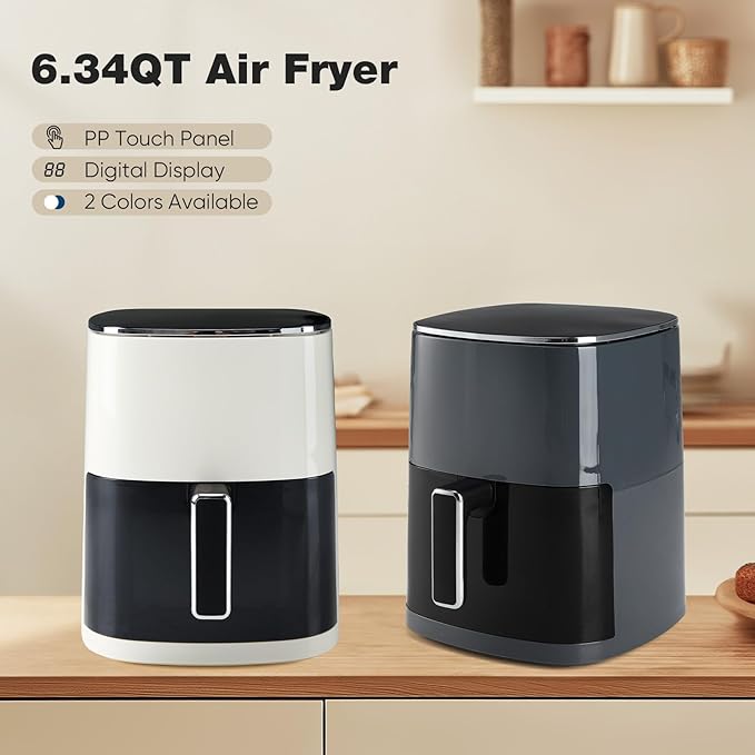 OLIXIS Air Fryer 6 Quart with Window Square Air Fryer 12-in-1 Air Fry, Roast, Reheat, Dehydrate, Bake, Steam, Fries, Custard, Chicken, Wings, Sea Food, Vegetabels,400F