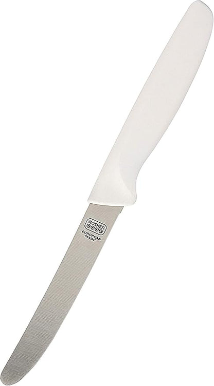 The Kosher Cook White Kitchen Knife – 4.5” Steak and Vegetable Knife - Razor Sharp Curved Tip, Straight Edge - Color Coded Kitchen Tools