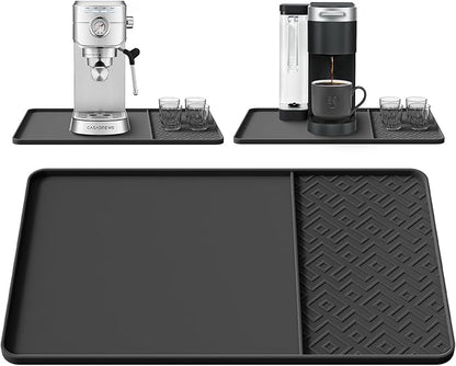 Silicone Coffee Mat with Raised Edges 19" x 12" – Waterproof Countertop Mat, Coffee Maker Pad, Espresso Machine Mat, Heat Resistant Dish Drying Mat