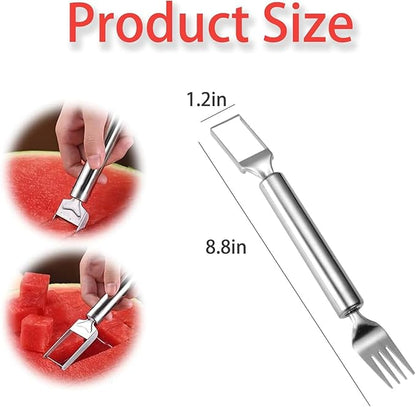 4 Packs 2-in-1 Watermelon Fork Slicer Fruit Cutter, Stainless Steel Watermelon Cutter Artifact, Watermelon Cut ter Slicer Tool Fruit Forks Sli cer Knife Kitchen Gadgets