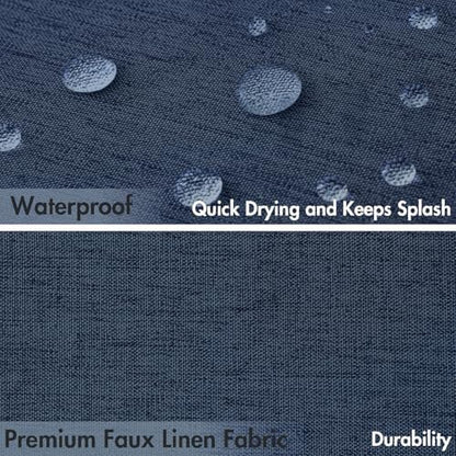 MIULEE 72"x84" Extra Long Scalloped Linen Shower Curtain Navy
