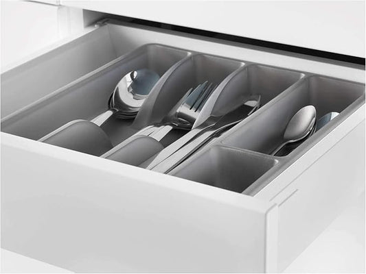 Cutlery Tray, Grey, Kitchen Drawer Organizer Insert. 31x26 cm (12x10 ''). Clever fittings inside drawers and cabinets keep things organised. SMACKER IKEA.