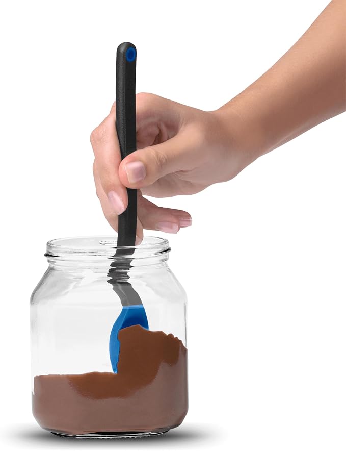 Dreamfarm Mini Supoon Non-Stick Sit-Up Silicone Scraping Cooking Spoon, Jar Scraper Measures 5ml Tsp - 8" Classic Blue