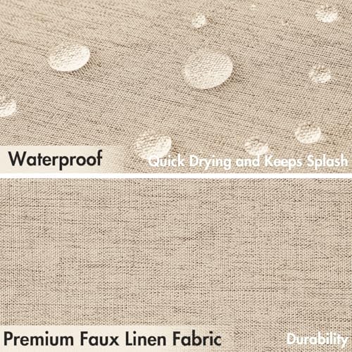 MIULEE Copper Brown Scalloped Linen Shower Curtain 72x78 Inches