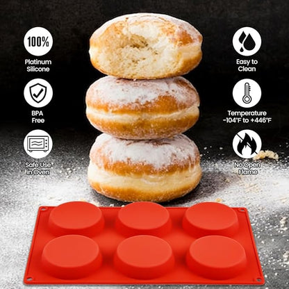 CAKETIME Muffin Top Pan, Silicone Egg Molds for Breakfast Sandwiches 3 Inch Round Silicone Baking Molds for Baking English Muffins, Whoopie Pies, Corn Bread, Egg Bites, Cookie, Tarts 3 Pack