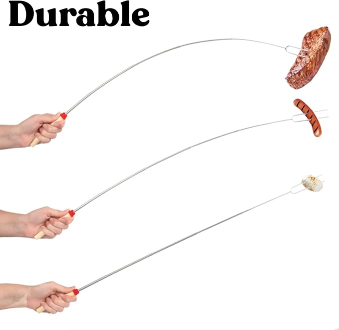 Zulay Sturdy Marshmallow Sticks for Fire Pit Extra Long - Great Smores Sticks Smores Kit for Fire Pit - Marshmallow Roasting Skewers - Hot Dog Fork Bonfire Glamping Camping Accessory 32" Value 10 Pack