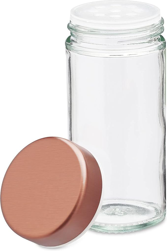 Relaxdays Spice Rack, 20 Glass Jars, Rotatable, Stainless Steel, H x W x D: Approx. 34 x 20 x 20 cm, Copper