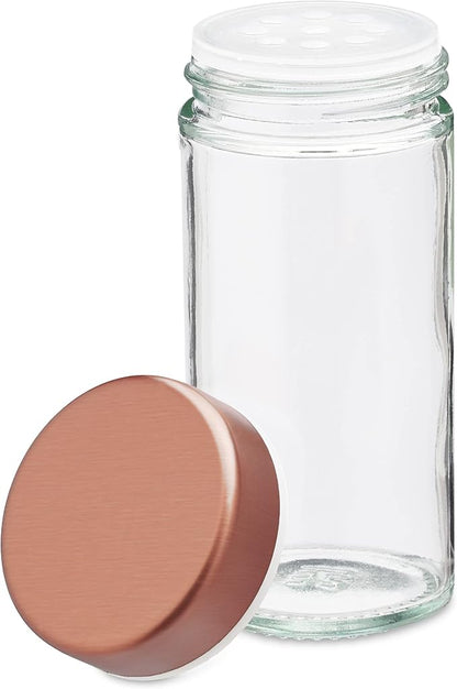 Relaxdays Spice Rack, 20 Glass Jars, Rotatable, Stainless Steel, H x W x D: Approx. 34 x 20 x 20 cm, Copper